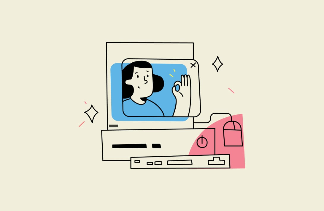 Azured illustration of a person in a computer