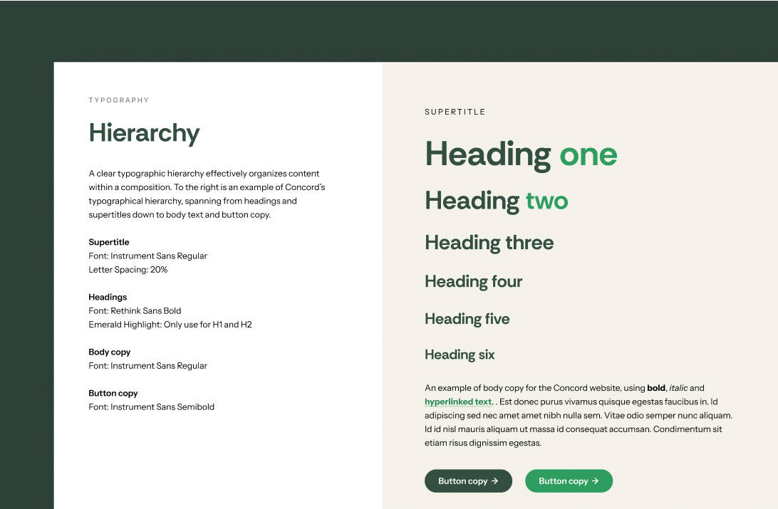 Concord typography hierarchy