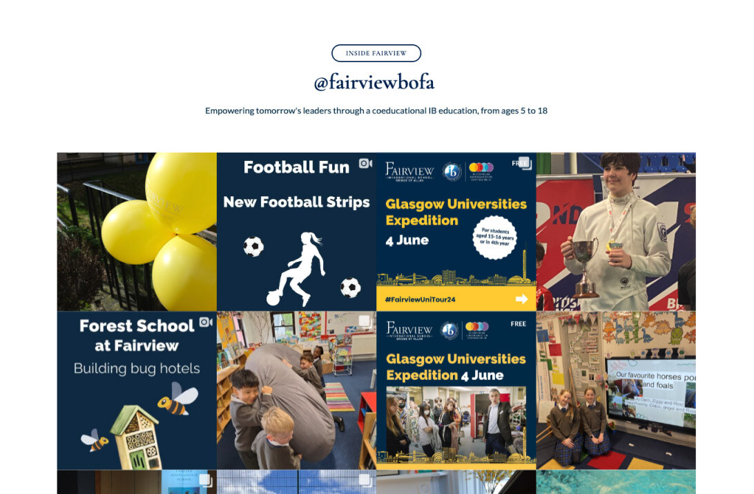 Fairview International School social media grid