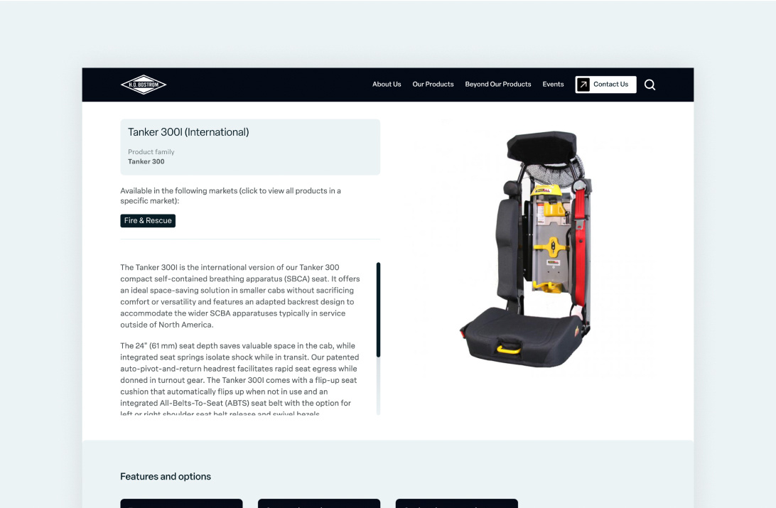 H.O. Bostrom product listing page
