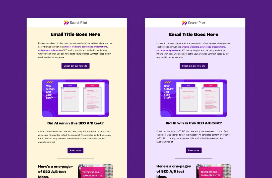 SearchPilot email templates