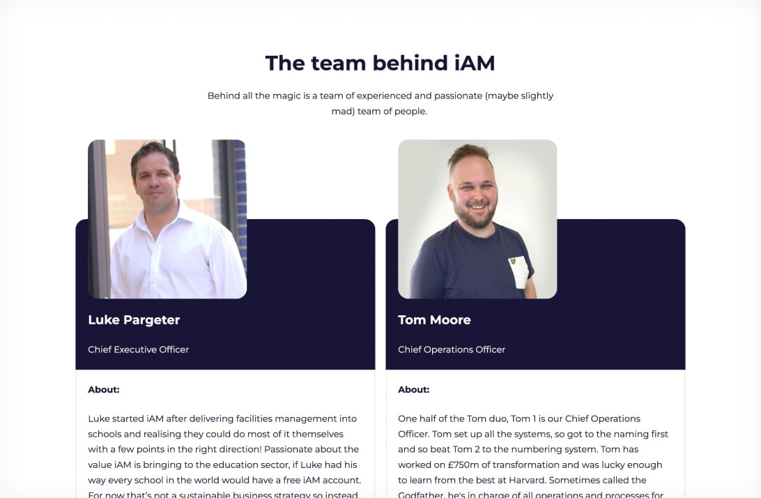 iAM Compliant team card row module