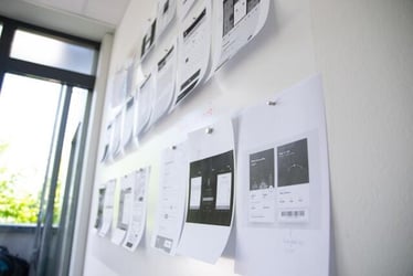 A wall full of website designs